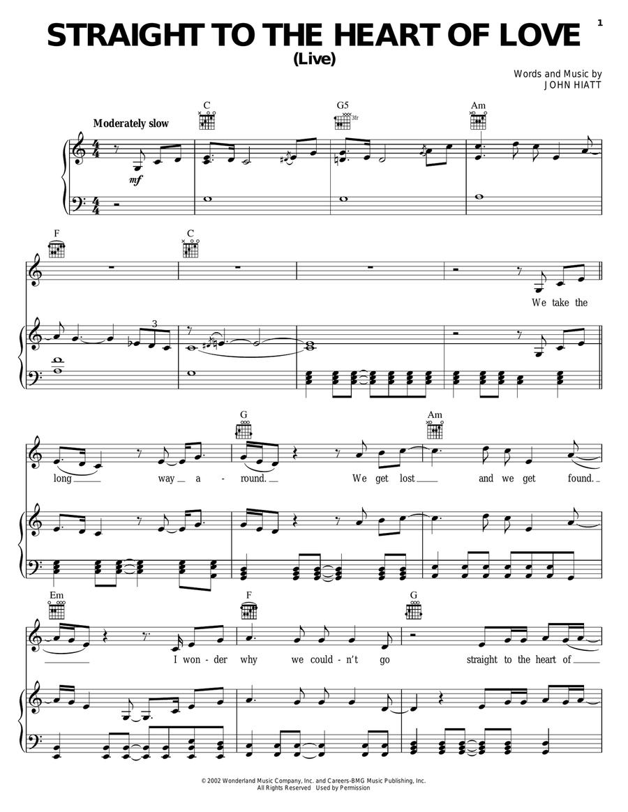 Straight To The Heart Of Love (Live) Piano, Vocal, Guitar scores gallery preview page 1