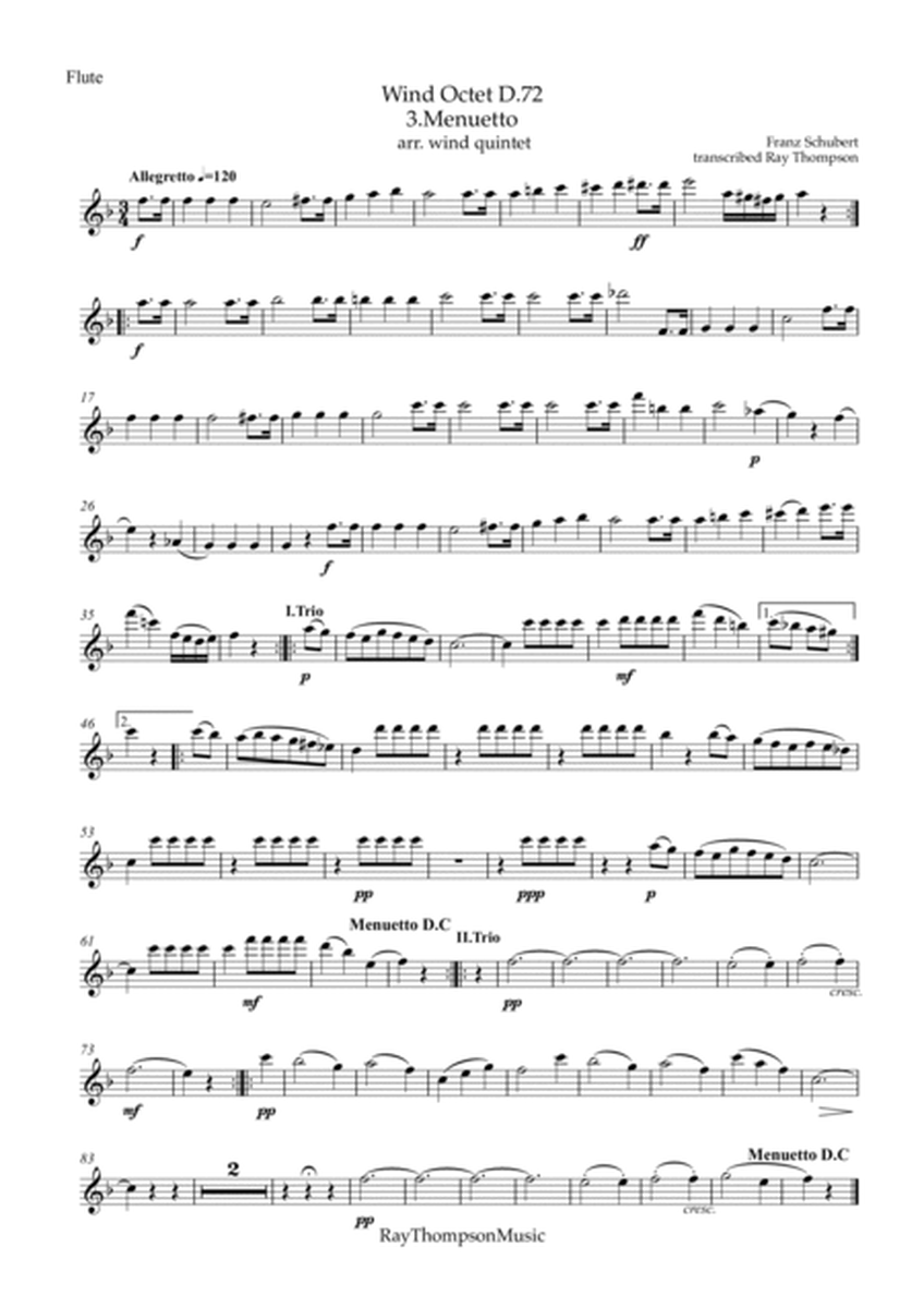 Schubert: Wind Octet D.72 Mvt.III Menuetto and Trio - wind quintet image number null