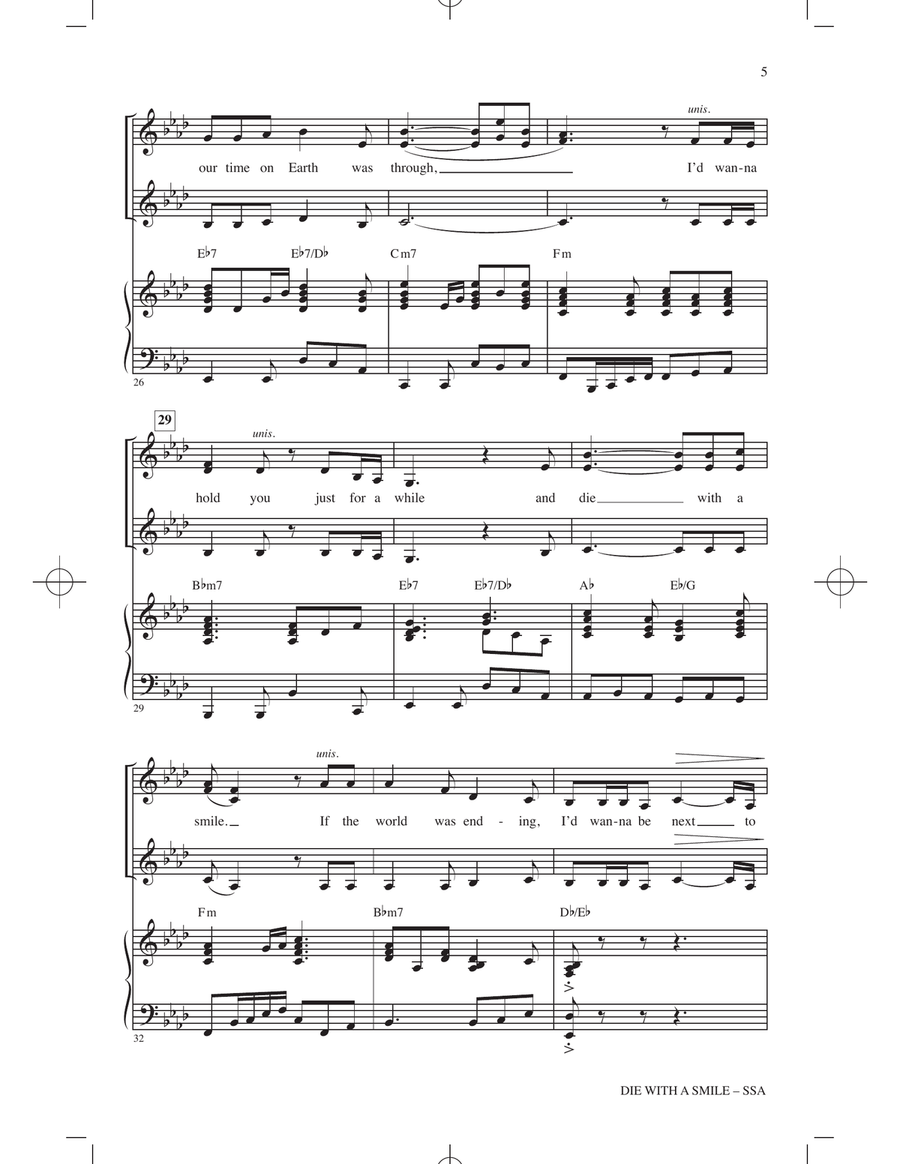 Die With A Smile (arr. Mark Brymer) SSA scores gallery preview page 4