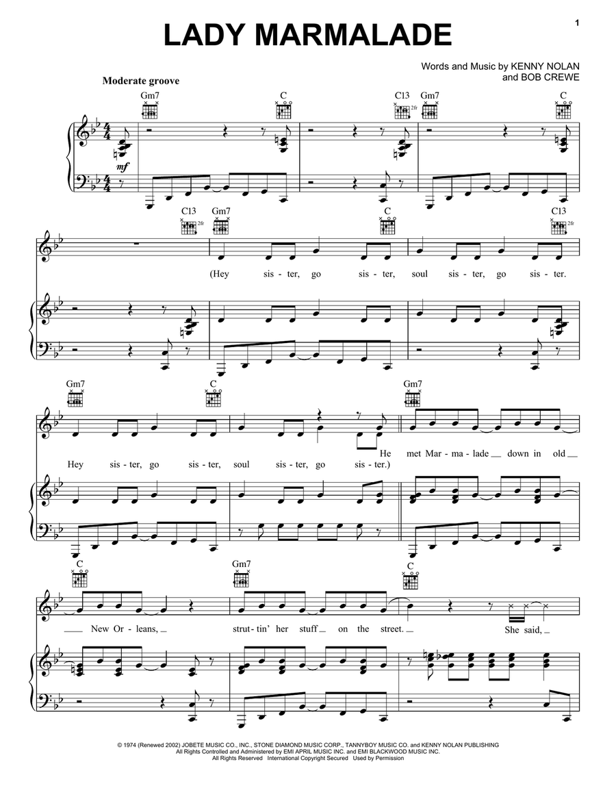 Lady Marmalade Acoustic Guitar scores gallery preview page 1