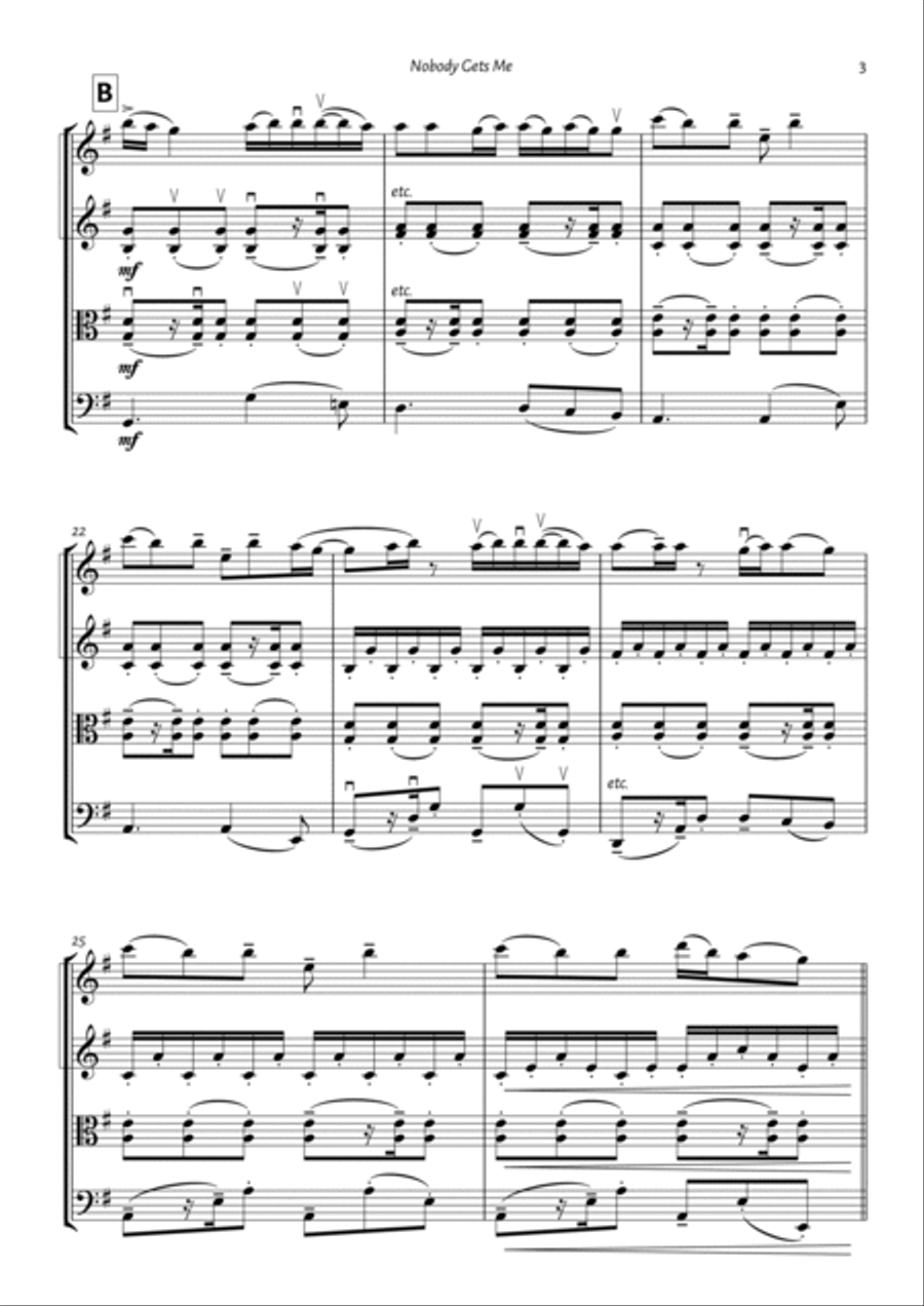 Nobody Gets Me String Quartet scores gallery preview page 3