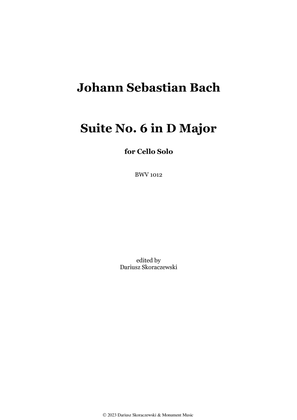 Book cover for Bach - Suite No. 6 for Cello Solo in D Major, BWV 1012