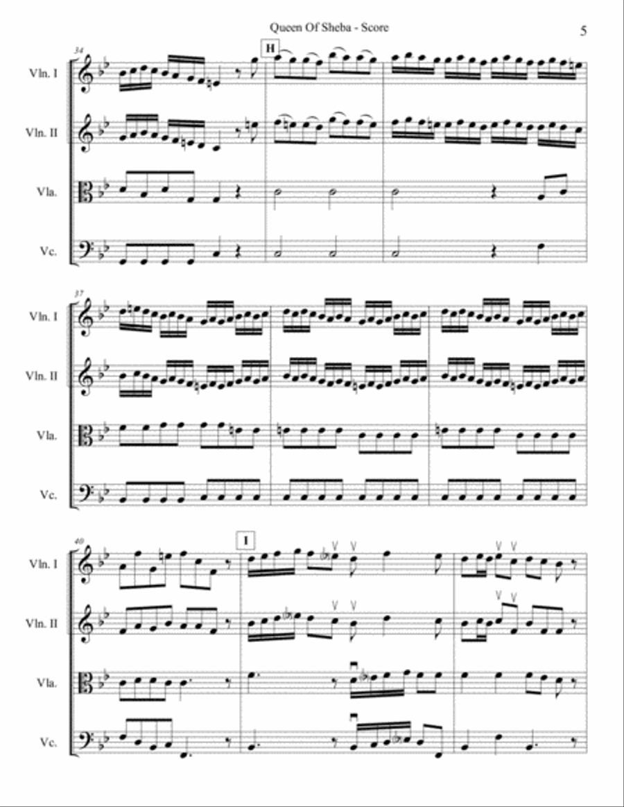 Queen Of Sheba for String Quartet String Quartet scores gallery preview page 5