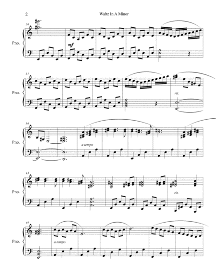 Waltz In A Minor Piano Solo scores gallery preview page 2