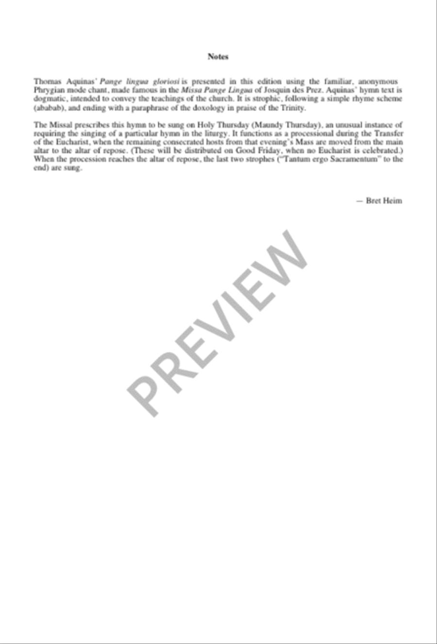 Pange lingua gloriosi / Hail Our Savior's Glorious Body 4-Part scores gallery preview page 2