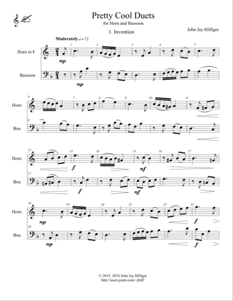 Pretty Cool Duets for Horn and Bassoon Woodwind Duet scores gallery preview page 2