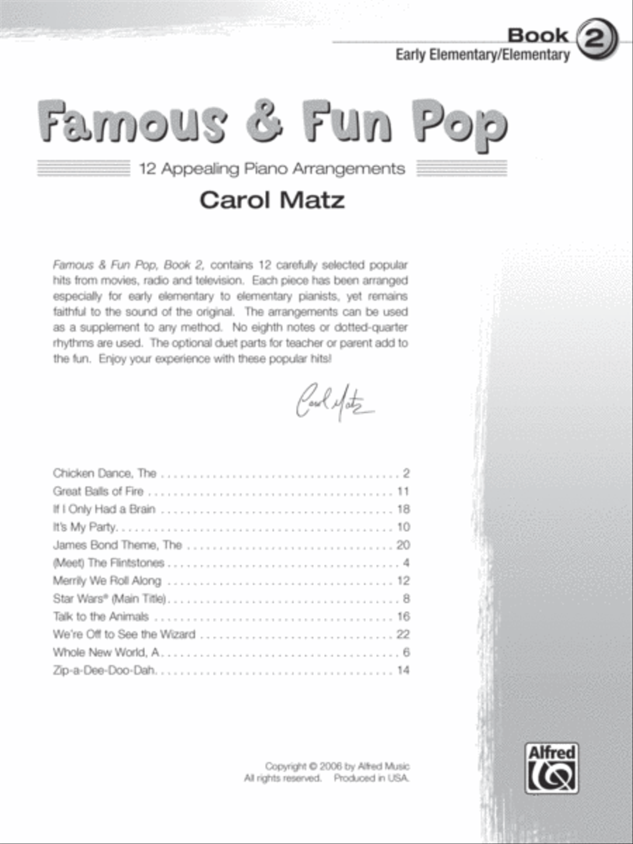 Famous & Fun Pop, Book 2 Piano Method scores gallery preview page 2