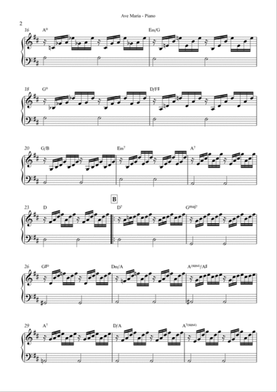 Ave Maria Piano Solo scores gallery preview page 2