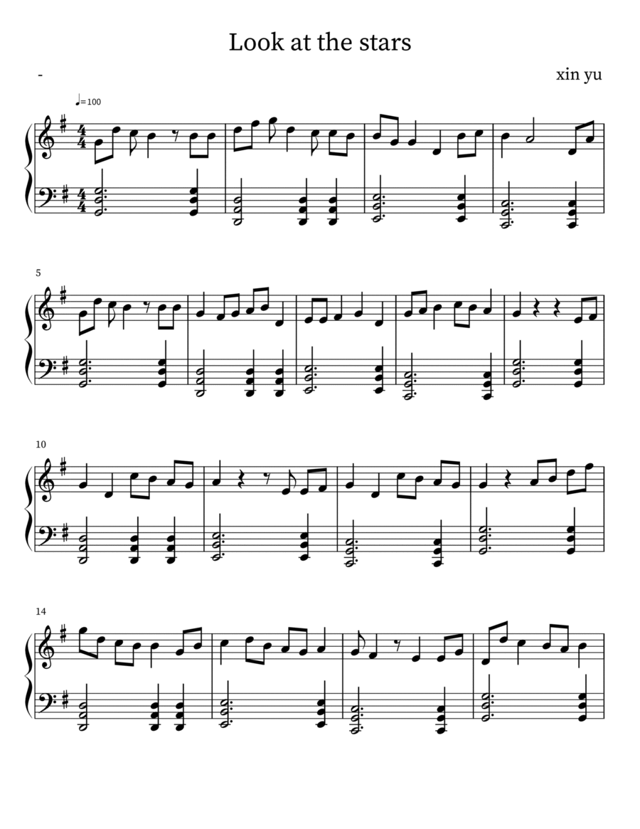 Look at the stars Look at the stars Piano Solo scores gallery preview page 1