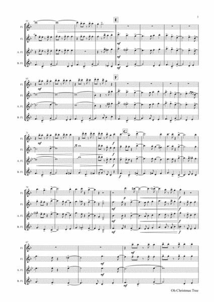 Oh Christmas tree - Latin - (Oh Tannenbaum) - Flute Quartet