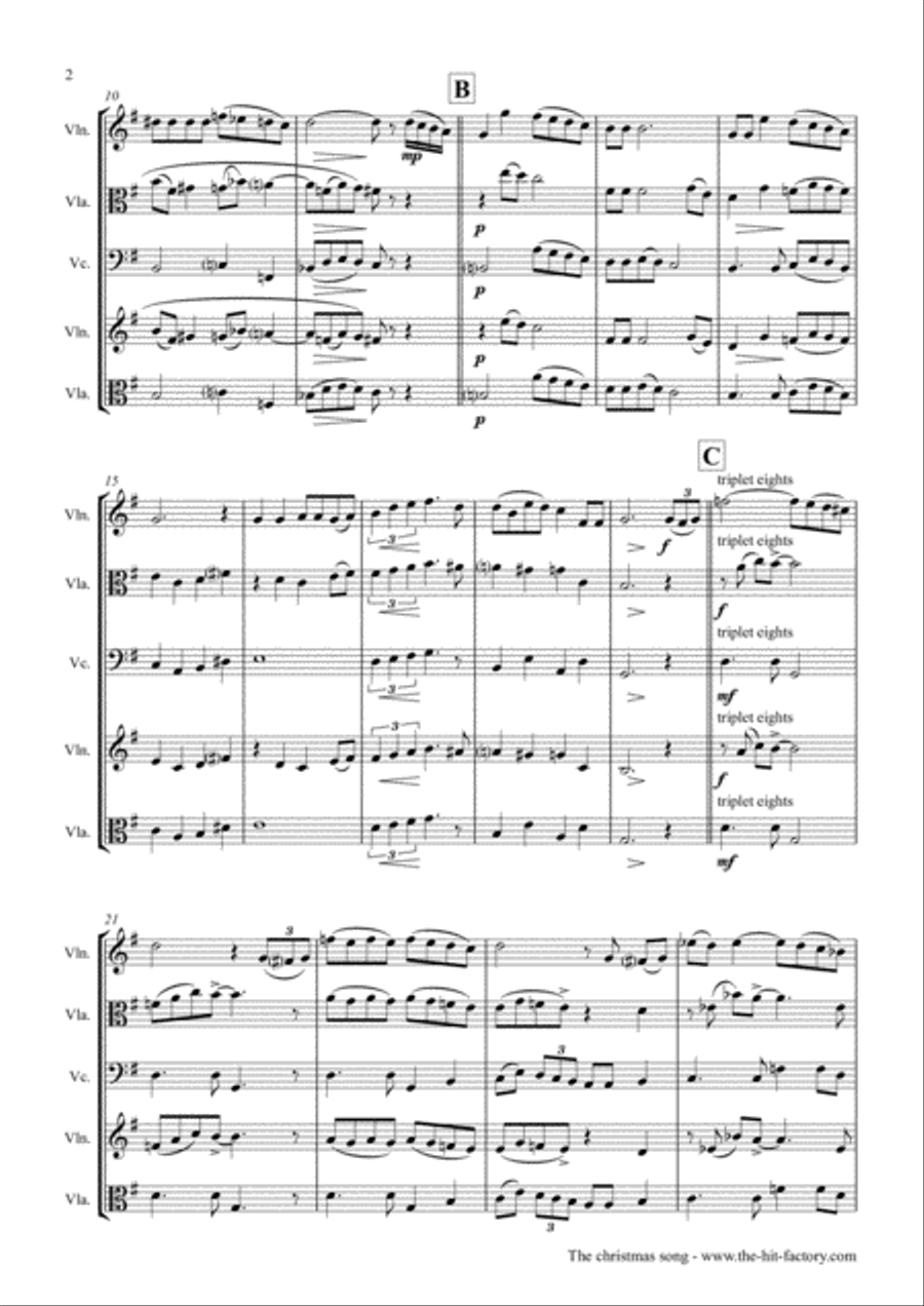 The Christmas Song (Chestnuts Roasting On An Open Fire) String Trio scores gallery preview page 2