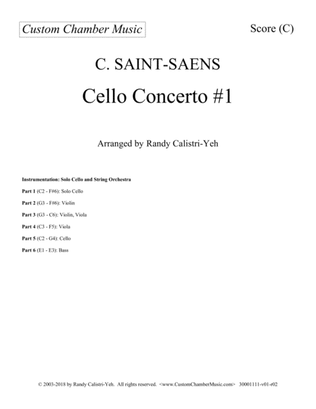Book cover for Saint-Saens Cello Concerto #1 in A minor, Op. 33 (with string orchestra)
