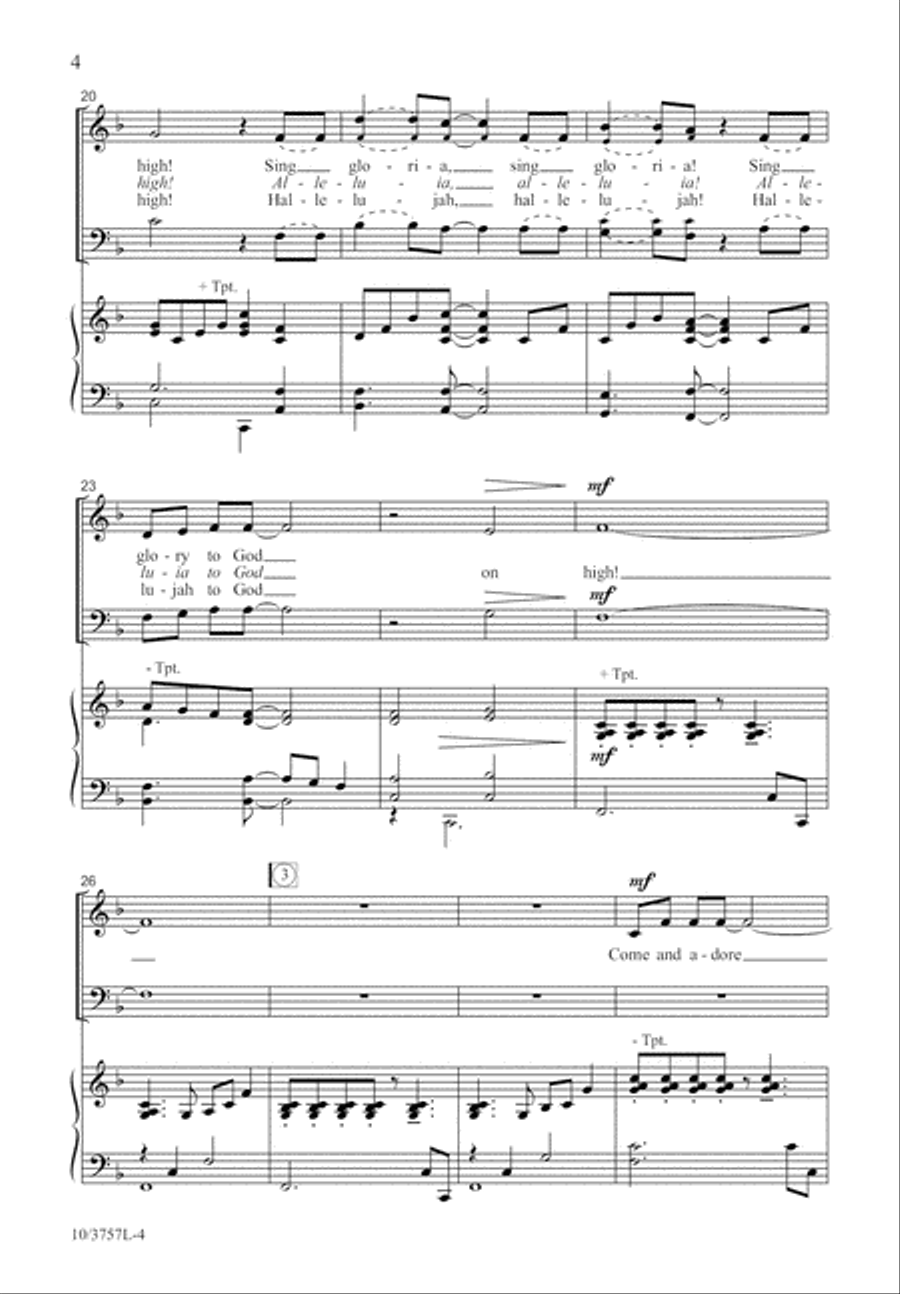 Come, and Adore Him 4-Part scores gallery preview page 4