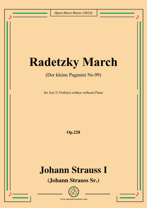 Johann Strauss I-Radetzky March,Op.228,for 1(or 2) Violin(s) with(or with