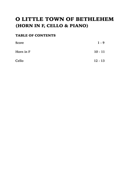 O Little Town of Bethlehem (Trio for Horn in F, Cello and Piano) image number null