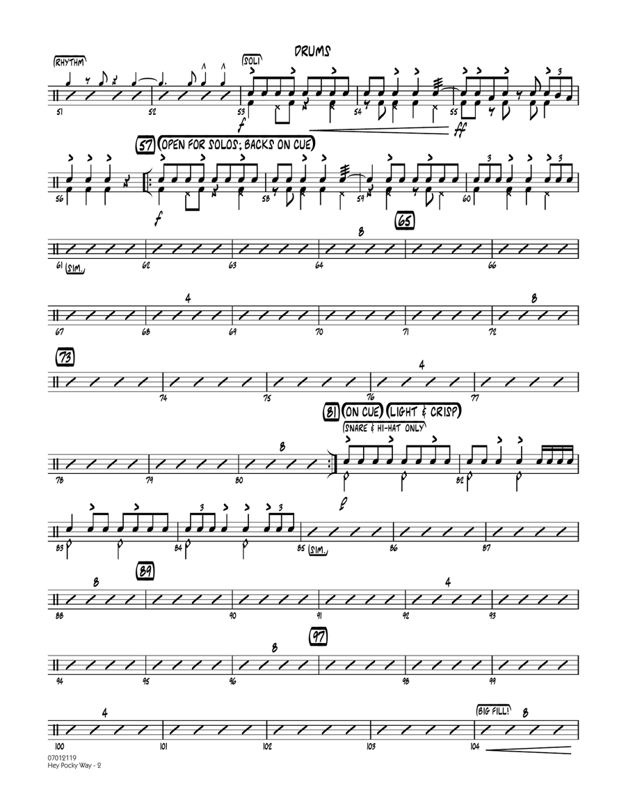 Hey Pocky Way - Drums Hey Pocky Way - Drums Jazz Ensemble scores gallery preview page 2