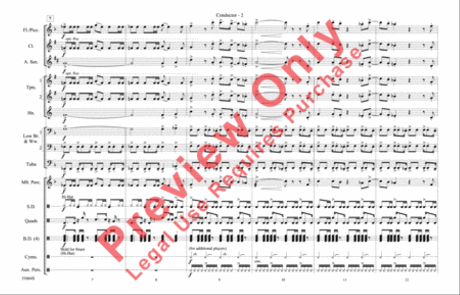 Immigrant Song (score only) Marching Band scores gallery preview page 3