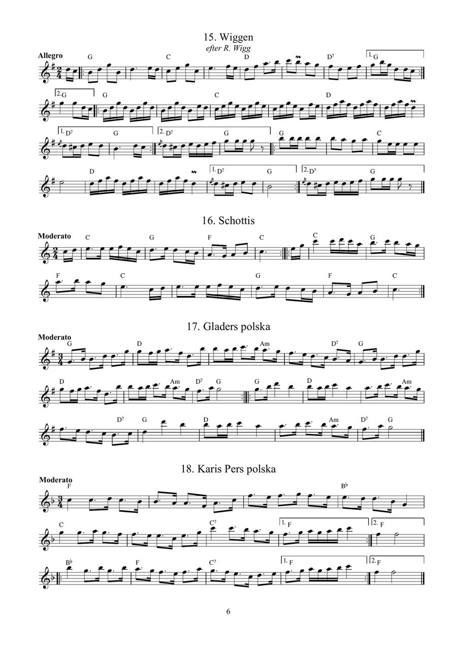 64 Traditional Swedish Songs for flute (or C instrument) with guitar chords Small Ensemble scores gallery preview page 6
