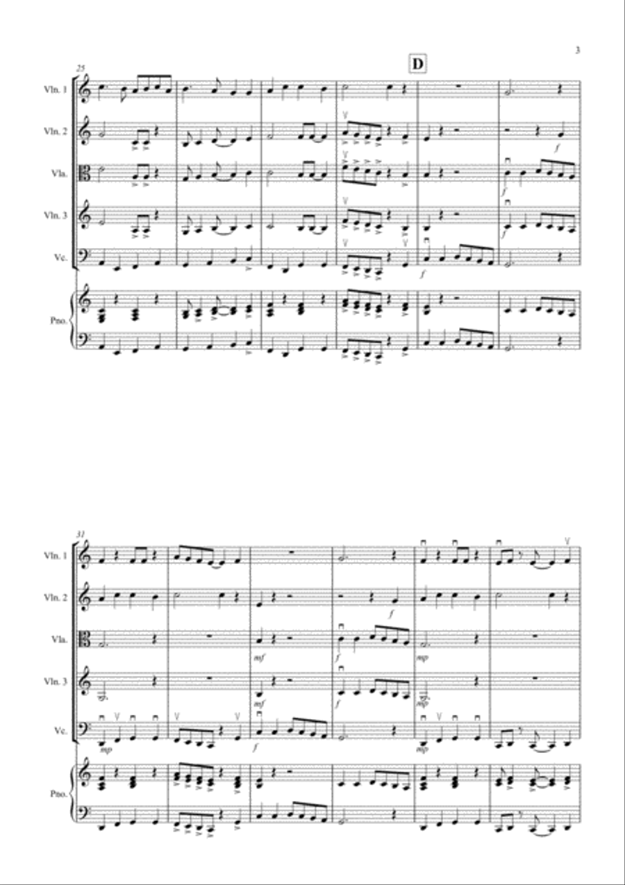 Ding Dong Merrily on High (Jazzy Style!) for String Quartet String Quartet scores gallery preview page 3
