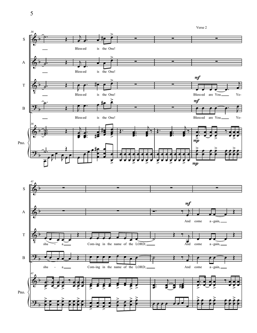 Baruch HaBa 4-Part scores gallery preview page 5