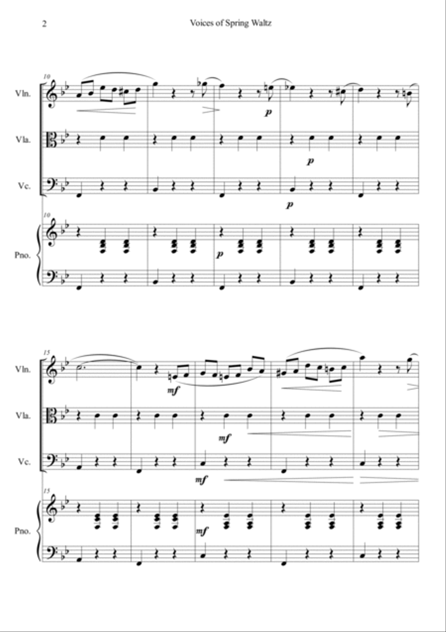 Voice of Spring Waltz Piano Quartet scores gallery preview page 2