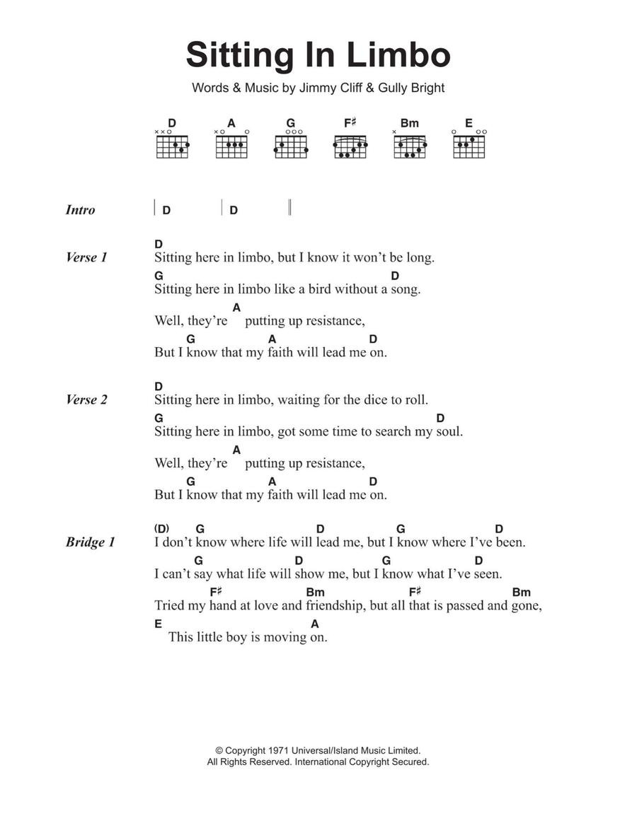 Sitting In Limbo Easy Guitar scores gallery preview page 1