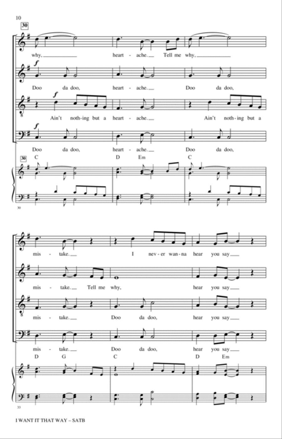 I Want It That Way (arr. Nathan Howe) 4-Part scores gallery preview page 8