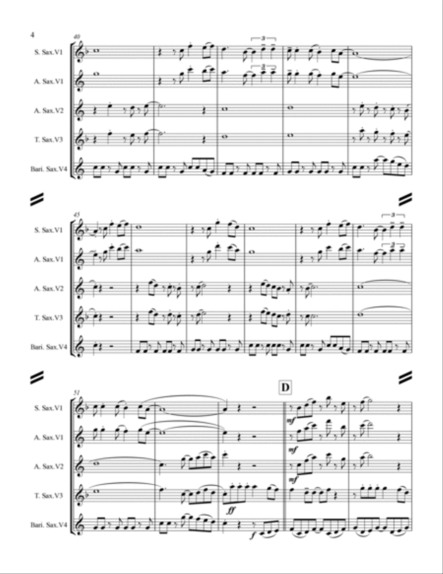 Feliz Navidad Saxophone Quartet scores gallery preview page 5