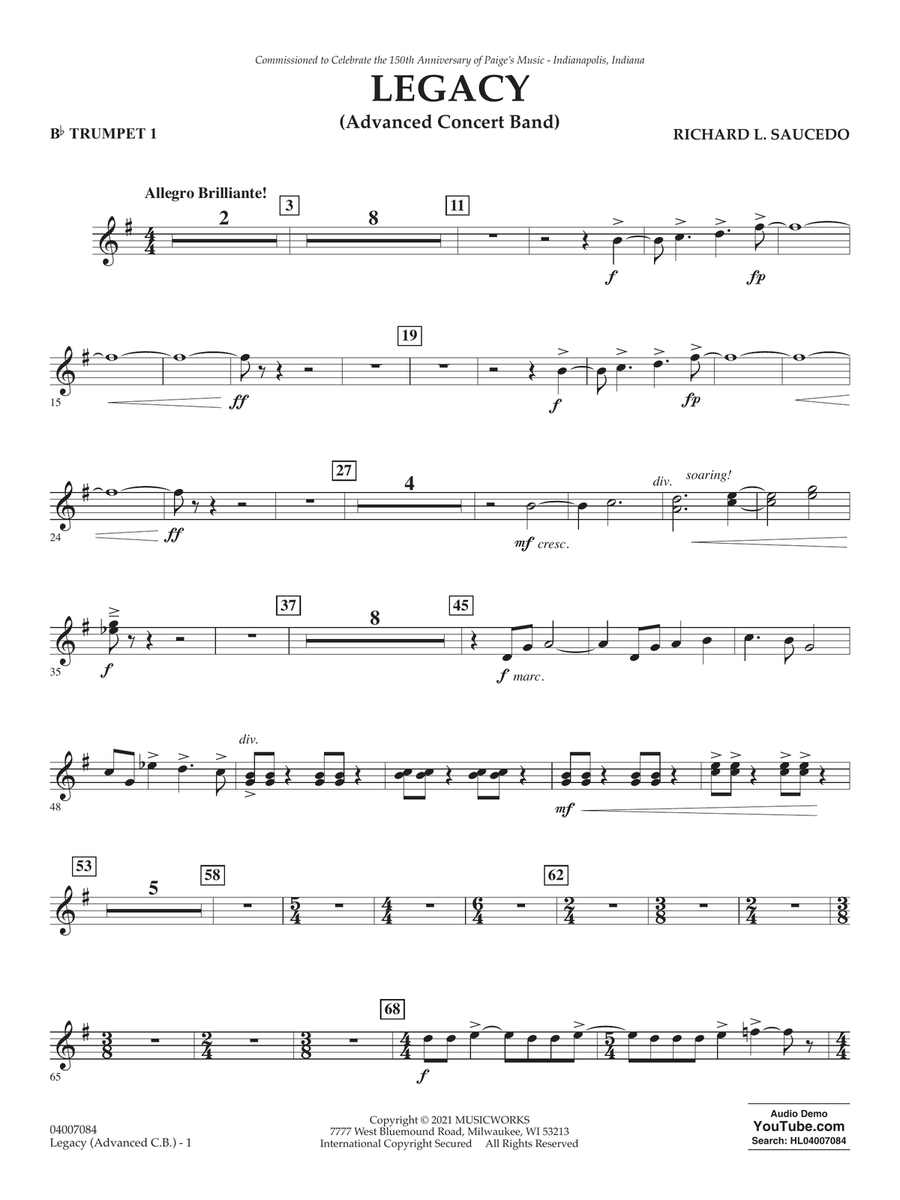 Legacy (Advanced Version) - Bb Trumpet 1 Concert Band scores gallery preview page 1
