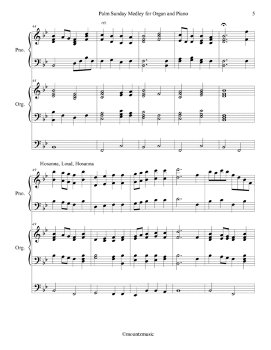 Palm Sunday Medley for Piano and Organ Piano scores gallery preview page 5