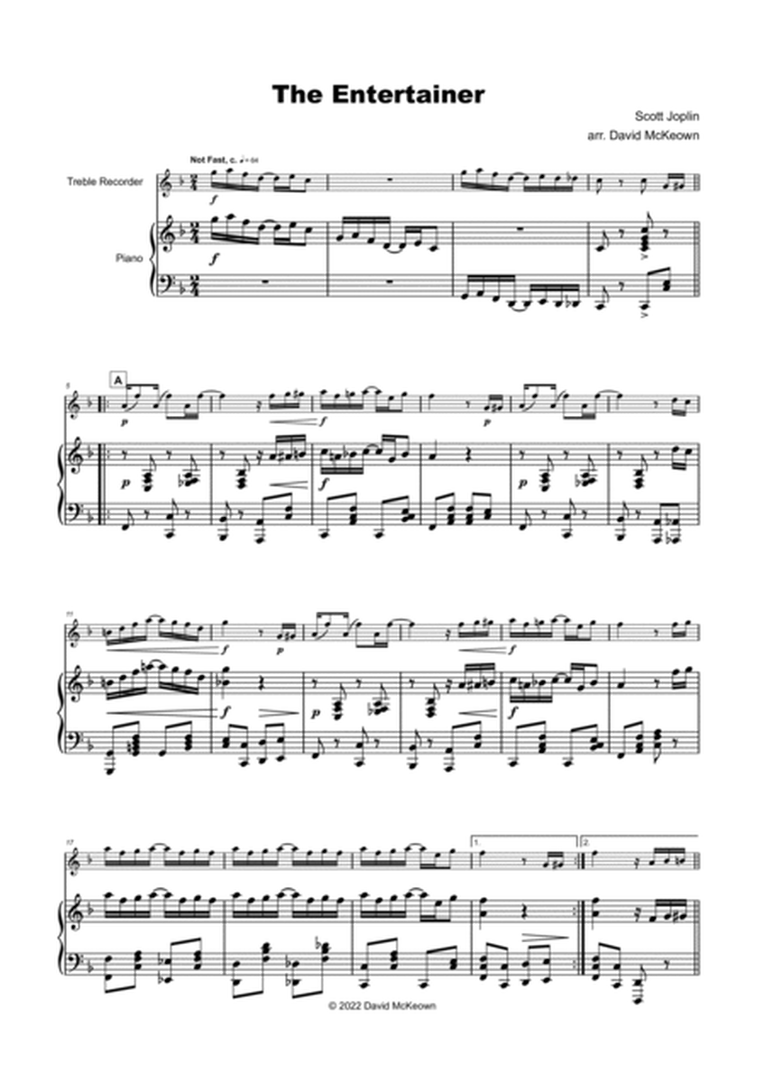 The Entertainer, by Scott Joplin, for Treble Recorder and Piano