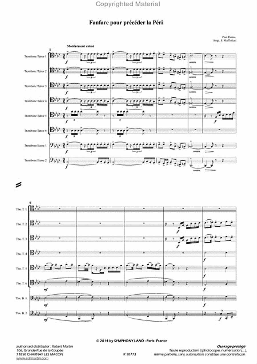 Fanfare pour preceder la peri (6 trombones tenors et 2 trombones basses) Trombone Duet scores gallery preview page 2