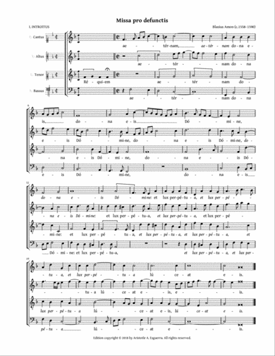 Missa pro defunctis (Amon) 4-Part scores gallery preview page 1
