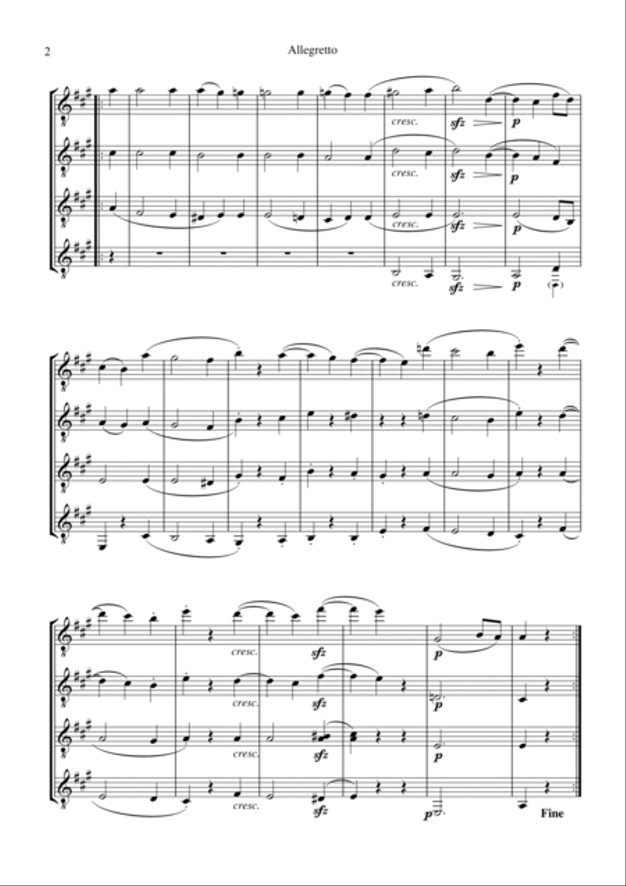 Allegretto (Moonlight Sonata) for guitar quartet Guitar Ensemble scores gallery preview page 2