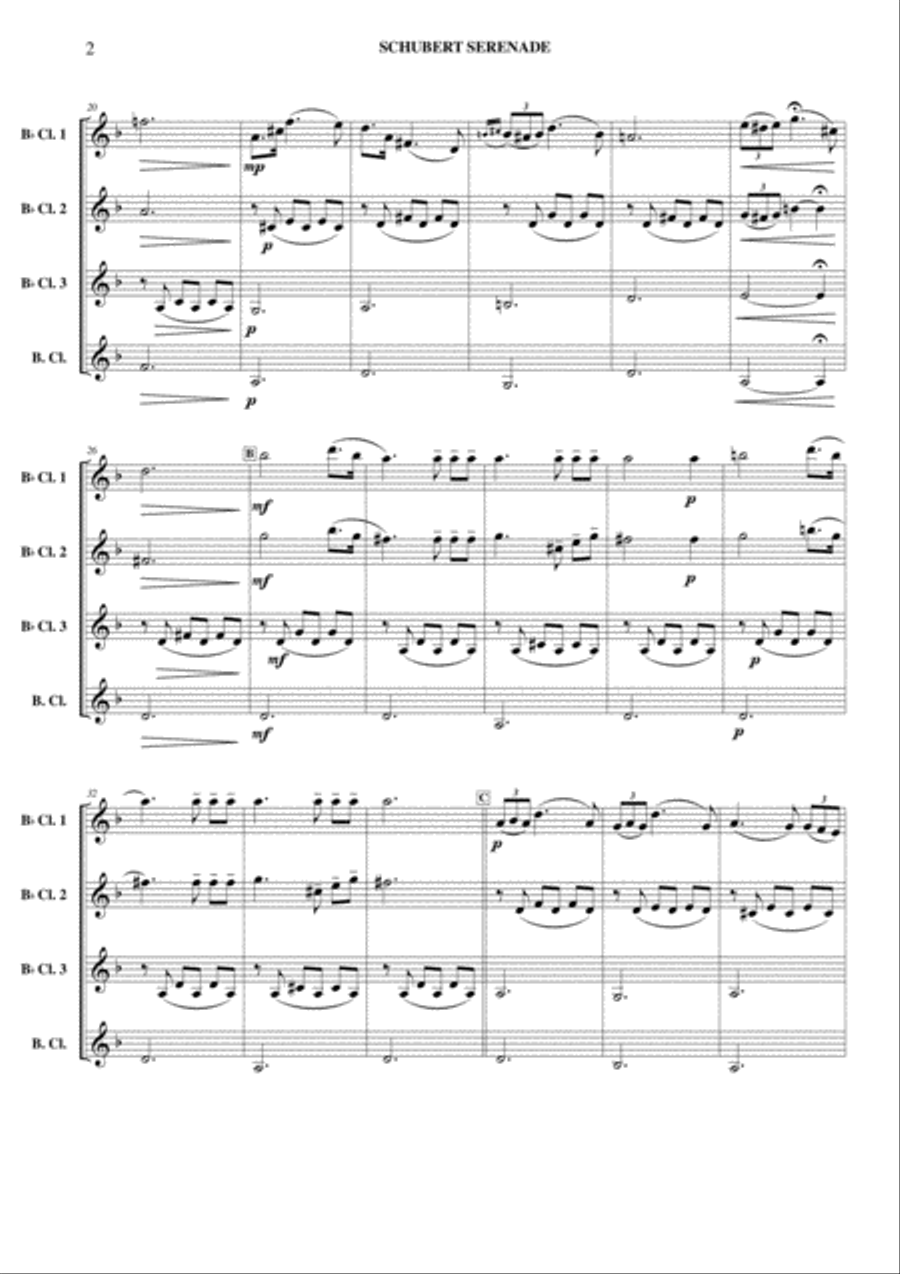 Schubert Serenade - Clarinet Quartet Clarinet Quartet scores gallery preview page 3