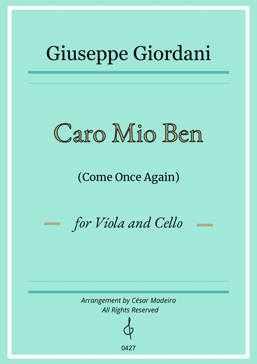 Caro Mio Ben (Come Once Again) - Viola and Cello (Full Score and Parts) image number null