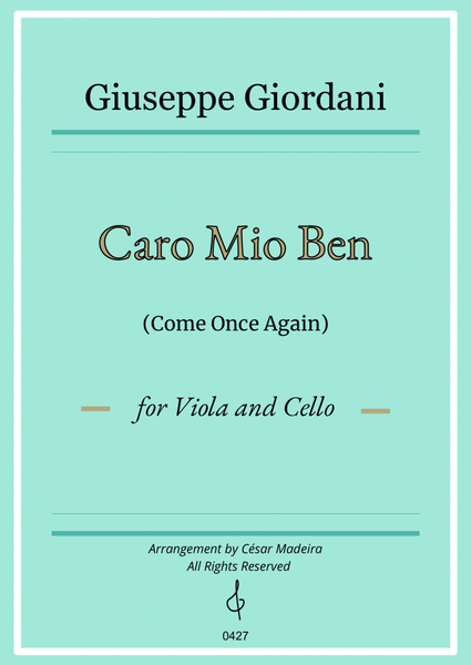 Caro Mio Ben (Come Once Again) - Viola and Cello (Full Score and Parts) image number null