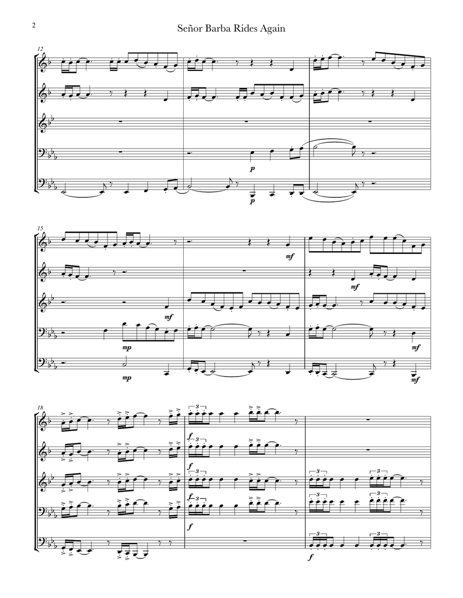 Señor Barba Rides Again Brass Ensemble scores gallery preview page 4