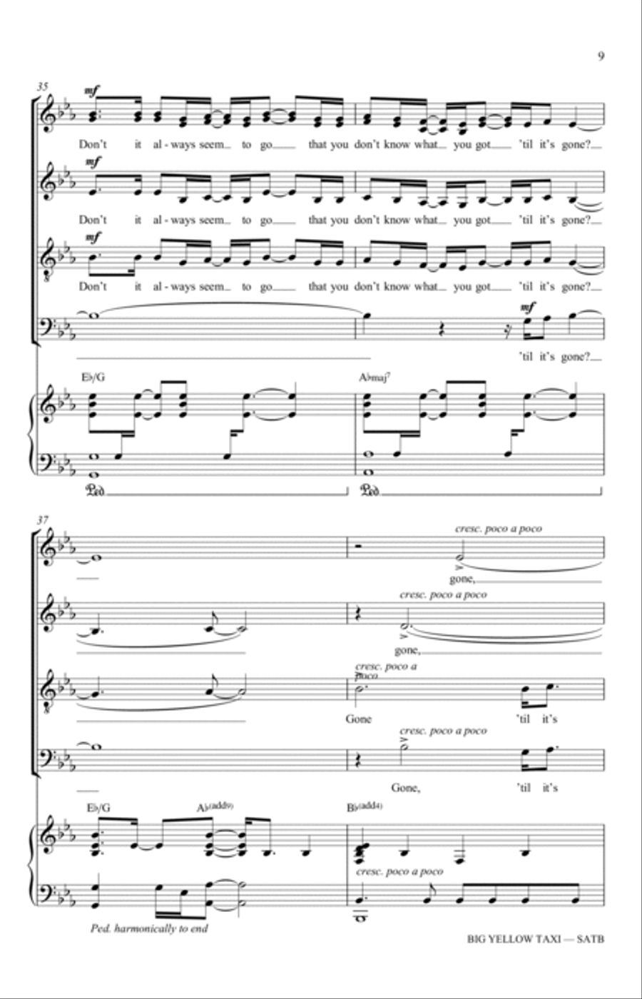 Big Yellow Taxi (arr. Adam and Matt Podd) 4-Part scores gallery preview page 9