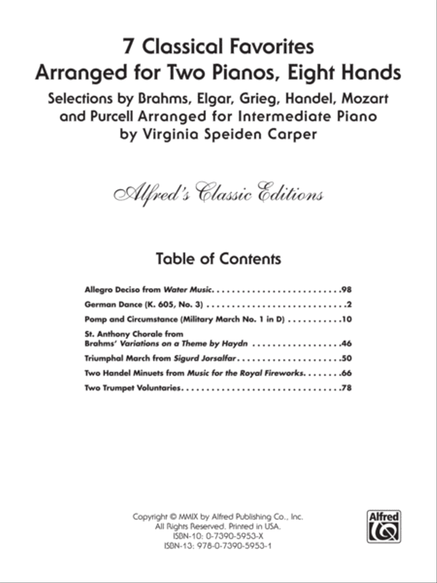 7 Classical Favorites Arranged for Two Pianos, Eight Hands Small Ensemble scores gallery preview page 2
