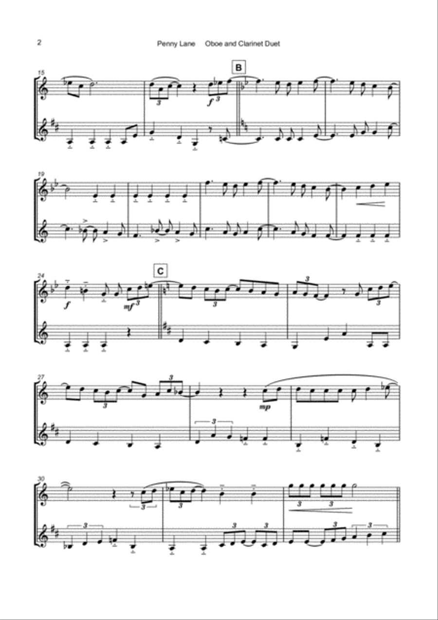 Penny Lane Woodwind Duet scores gallery preview page 3