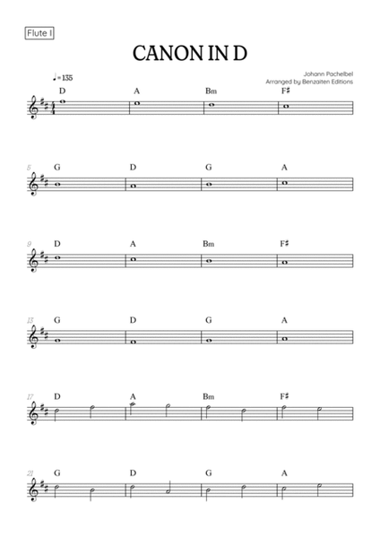 Pachelbel Canon in D • flute duet sheet music [chords] image number null