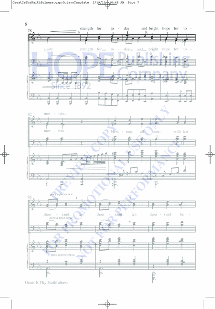 Great Is Thy Faithfulness 4-Part scores gallery preview page 8