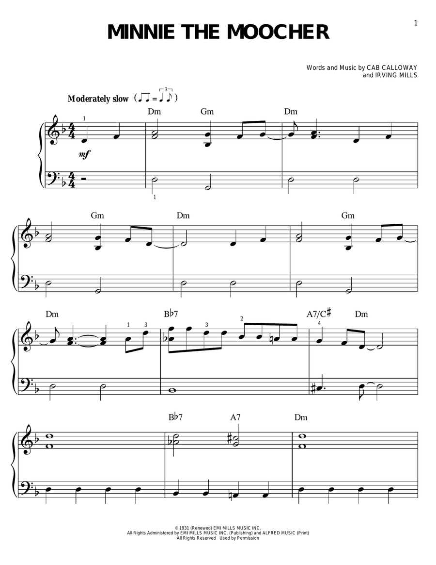 Minnie The Moocher Minnie The Moocher Easy Piano scores gallery preview page 1