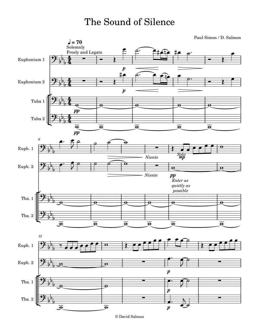The Sound Of Silence The Sound Of Silence Brass Quartet scores gallery preview page 1