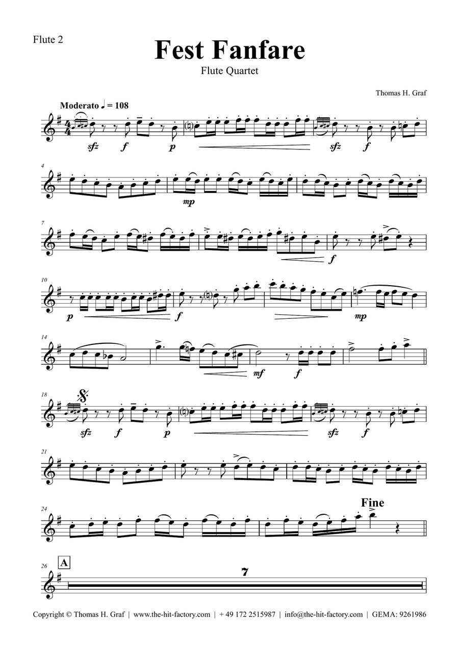Fest Fanfare - Classical Festive Fanfare - Opener - Flute Quartet Flute Quartet scores gallery preview page 6