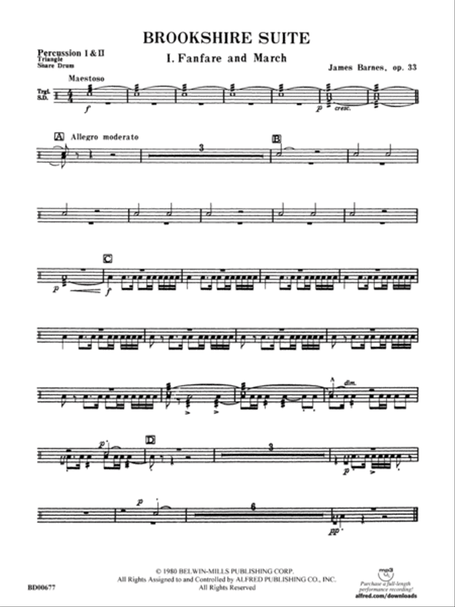 Brookshire Suite: 1st & 2nd Percussion Concert Band scores gallery preview page 1