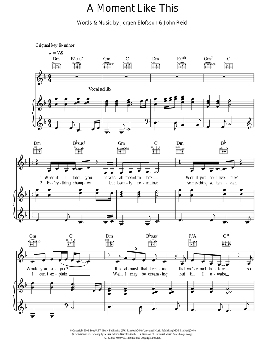 A Moment Like This Acoustic Guitar scores gallery preview page 1