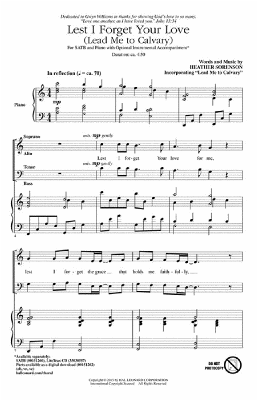 Lest I Forget Your Love 4-Part scores gallery preview page 2