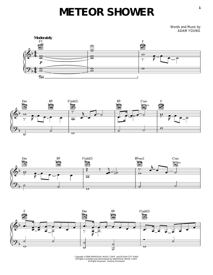 Meteor Shower Meteor Shower Piano, Vocal, Guitar scores gallery preview page 1